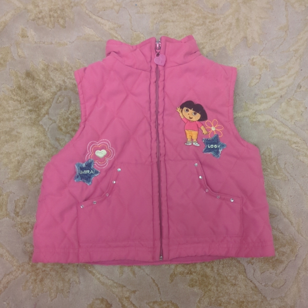 VTG Nick Jr. Y2k Viacom 2003 Dora The Explorer Quilted Puffer Vest Toddler Sz 4